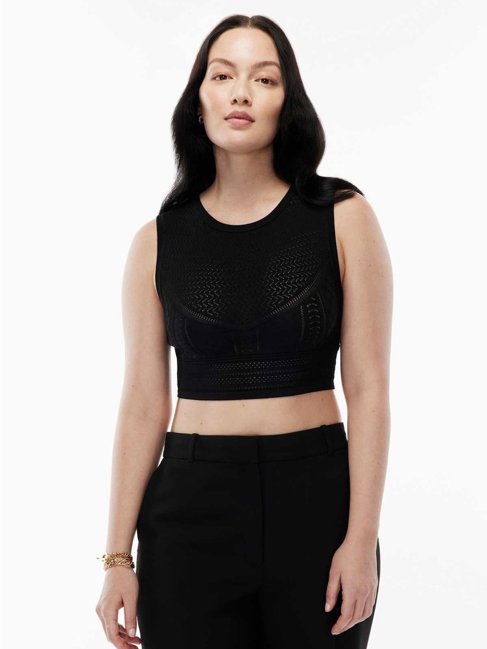 Aritzia Babaton Pointelle Tank Black Size Small
